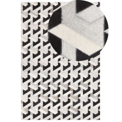 Dywan patchwork skórzany 160 x 230 cm czarno-szary NARMAN