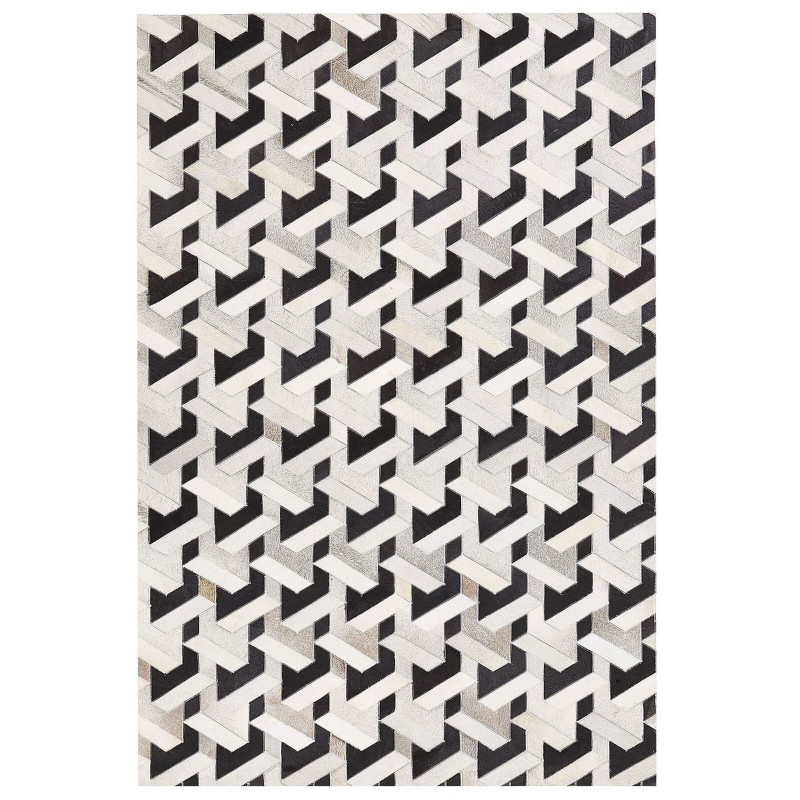 Dywan patchwork skórzany 160 x 230 cm czarno-szary NARMAN