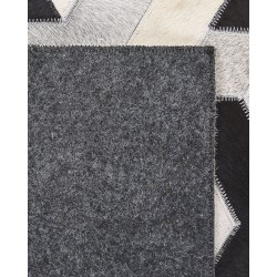 Dywan patchwork skórzany 160 x 230 cm czarno-szary NARMAN
