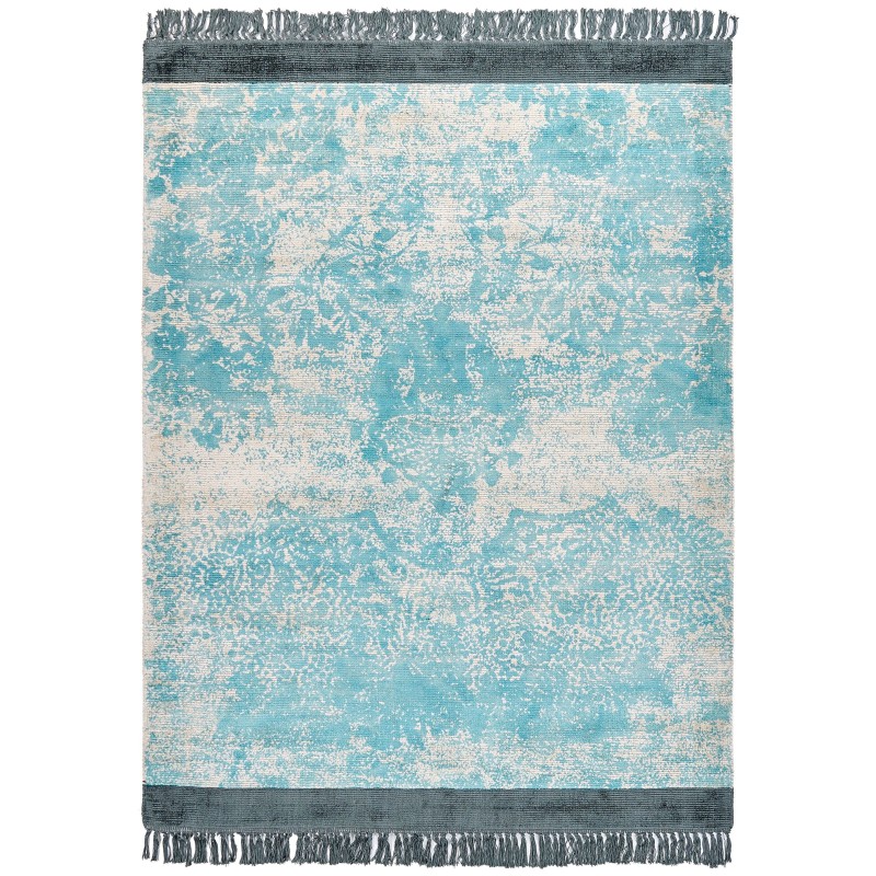 Dywan z wiskozy 160 x 230 cm niebieski z beżowym AKARSU