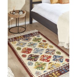 Dywan wełniany kilim 80 x 150 cm wielokolorowy AKNALICH