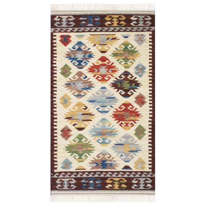 Dywan wełniany kilim 80 x 150 cm wielokolorowy AKNALICH