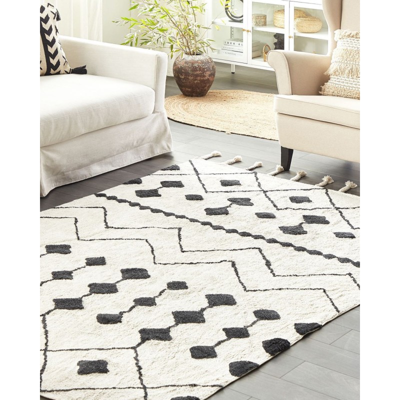 Dywan bawełniany 160 x 230 cm biało-czarny KHEMISSET