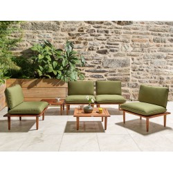 Zestaw ogrodowy ze stolikiem dla 4 osób FRASCATI Modułowy Certyfikowane drewno akacjowe Oliwkowy