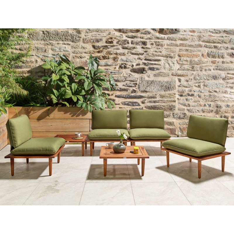 Zestaw ogrodowy ze stolikiem dla 4 osób FRASCATI Modułowy Certyfikowane drewno akacjowe Oliwkowy