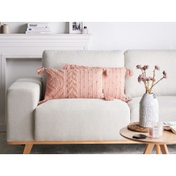 Zestaw 2 poduszek dekoracyjnych VALVARIA Bawełna 30 x 50 cm Brzoskwiniowy Wzór zygzak