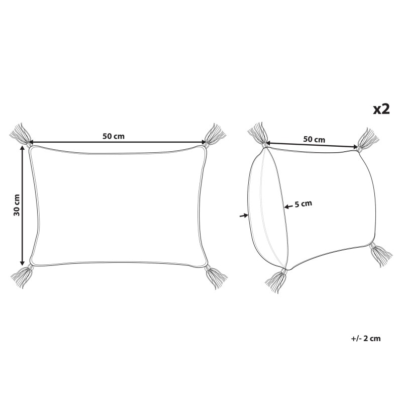 Zestaw 2 poduszek dekoracyjnych VALVARIA Bawełna 30 x 50 cm Brzoskwiniowy Wzór zygzak