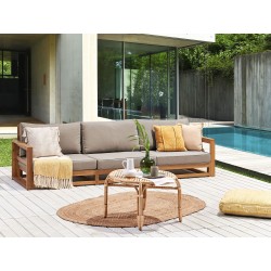 Sofa ogrodowa z certyfikowanego drewna akacjowego 3-osobowa jasna TIMOR II