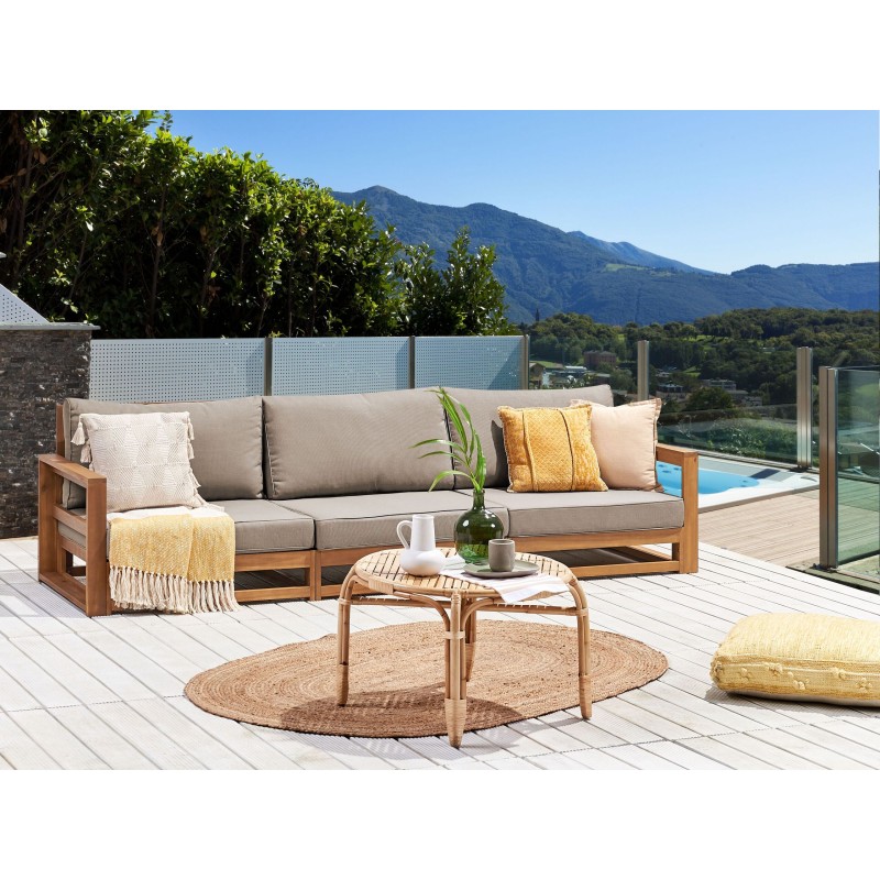 Sofa ogrodowa z certyfikowanego drewna akacjowego 3-osobowa jasna TIMOR II