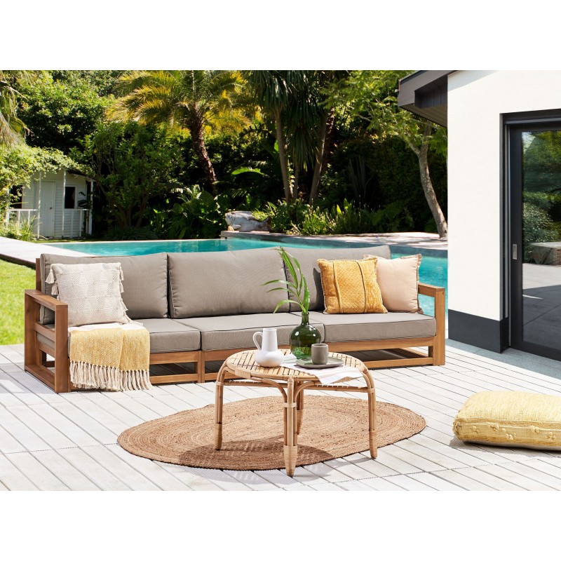 Sofa ogrodowa z certyfikowanego drewna akacjowego 3-osobowa jasna TIMOR II