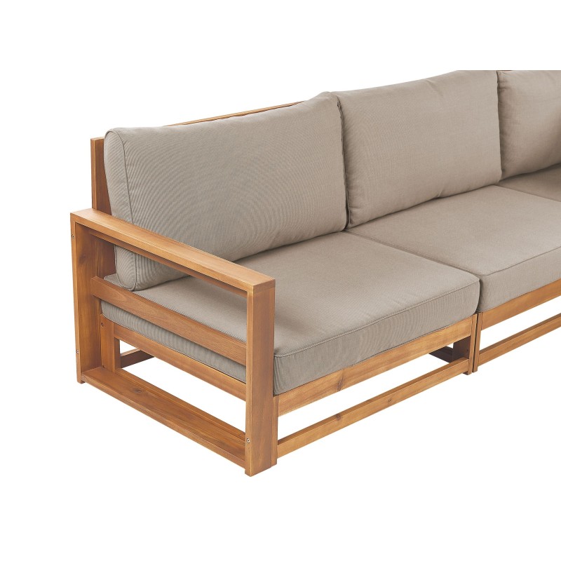 Sofa ogrodowa z certyfikowanego drewna akacjowego 3-osobowa jasna TIMOR II