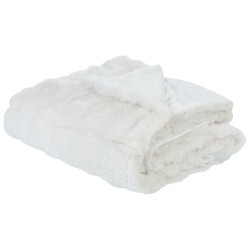 Koc SALKA Sztuczne futro 150 x 200 cm Biały