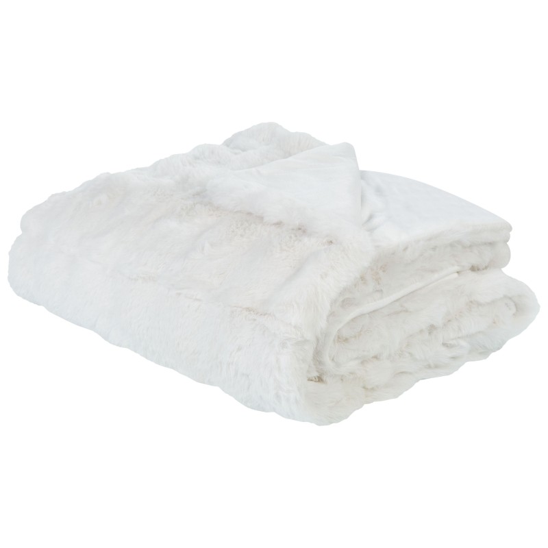 Koc SALKA Sztuczne futro 150 x 200 cm Biały
