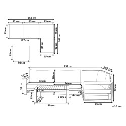 Narożnik ogrodowy ze stolikiem dla 4 osób TIMOR Lewostronny Modułowy Drewno akacjowe Bordowy