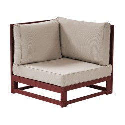 Narożnik ogrodowy ze stolikiem dla 4 osób TIMOR Lewostronny Modułowy Drewno akacjowe Bordowy