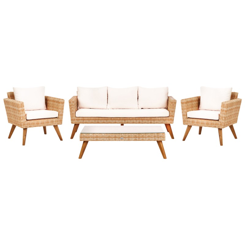 Zestaw ogrodowy ze stolikiem dla 5 osób VITTORIA Technorattan Złamana biel