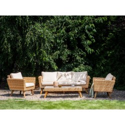 Zestaw ogrodowy ze stolikiem dla 5 osób VITTORIA Technorattan Złamana biel