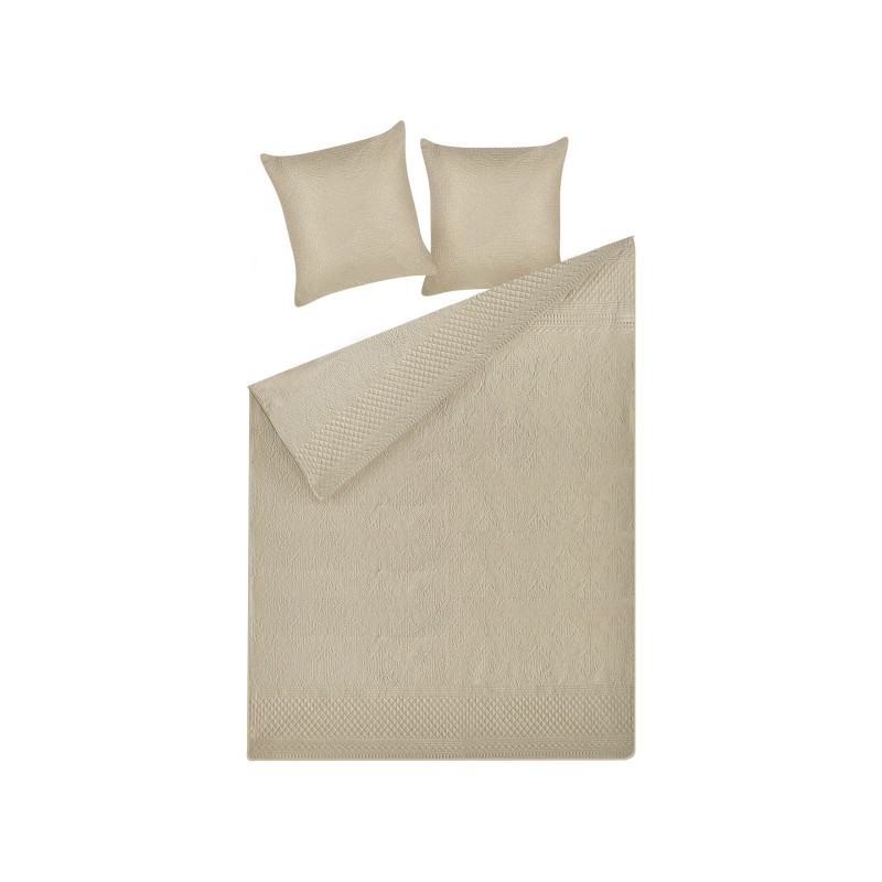 Narzuta na łóżko z poduszkami SHUSH 140 x 210 cm Beżowoszary
