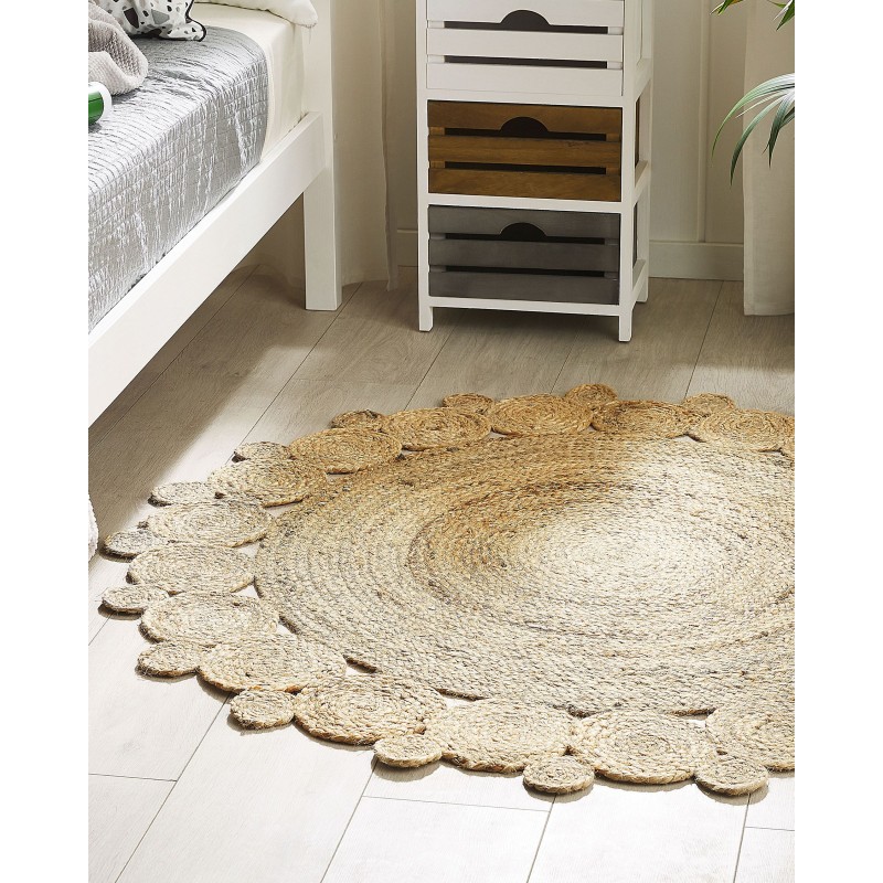 Dywan okrągły z juty ⌀ 120 cm beżowy GOLGEN