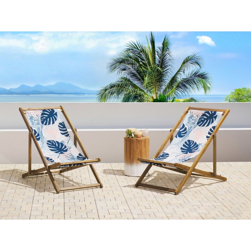 Zestaw 2 wymiennych tkanin do leżaków ogrodowych ANZIO/AVELLINO Niebieski