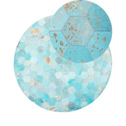 Dywan patchwork okrągły skórzany ⌀ 140 cm turkusowy ZEYTIN