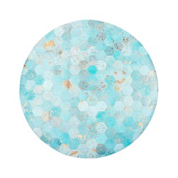 Dywan patchwork okrągły skórzany ⌀ 140 cm turkusowy ZEYTIN