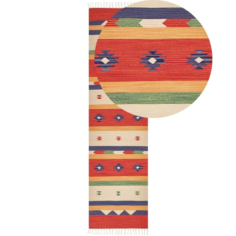 Dywan bawełniany kilim 80 x 300 cm wielokolorowy ALAPARS