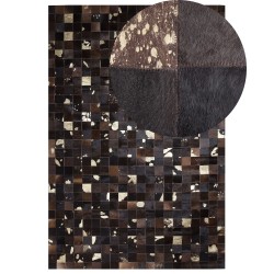 Dywan patchwork skórzany 160 x 230 cm brązowy BANDIRMA