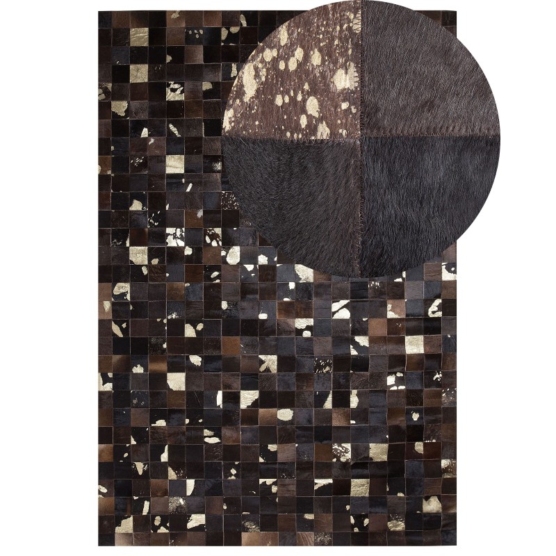 Dywan patchwork skórzany 160 x 230 cm brązowy BANDIRMA