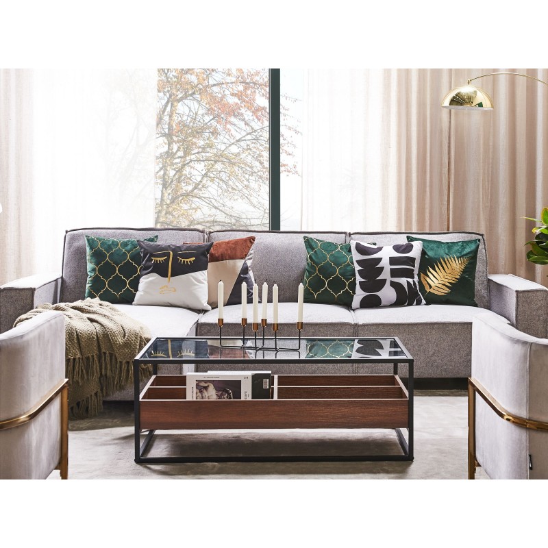 Zestaw 2 poduszek dekoracyjnych LIRIOPE 45 x 45 cm Czarny/ biały Wzór geometryczny