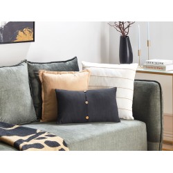 Zestaw 2 poduszek dekoracyjnych BANORI Len 30 x 50 cm Czarny Jednolity