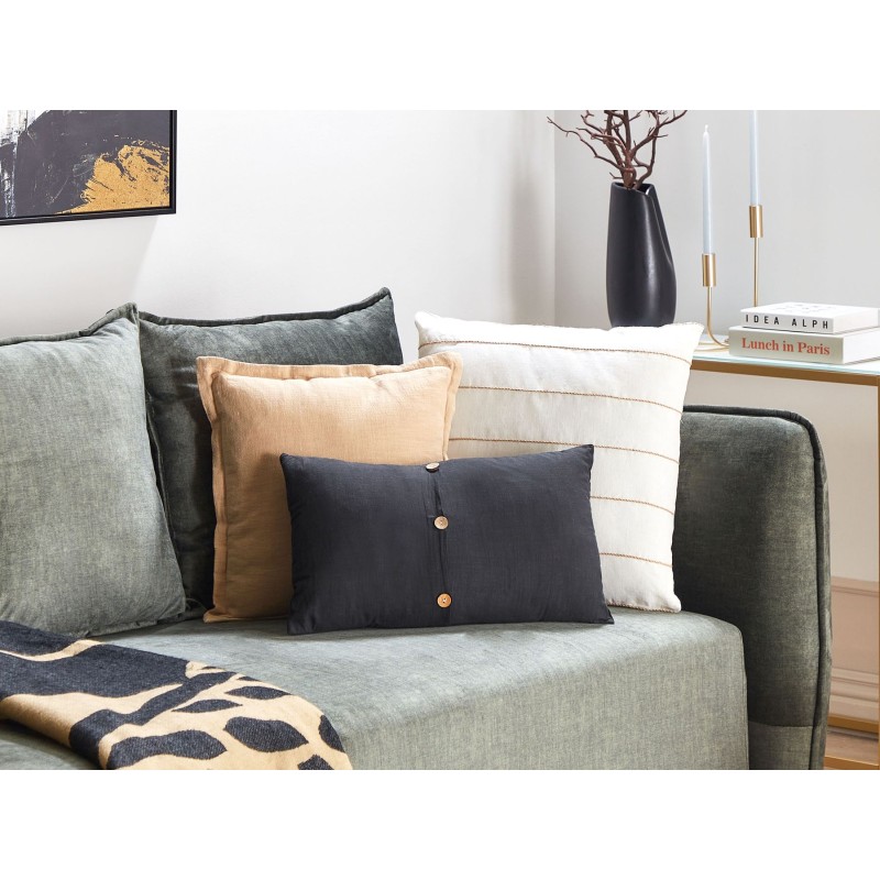 Zestaw 2 poduszek dekoracyjnych BANORI Len 30 x 50 cm Czarny Jednolity