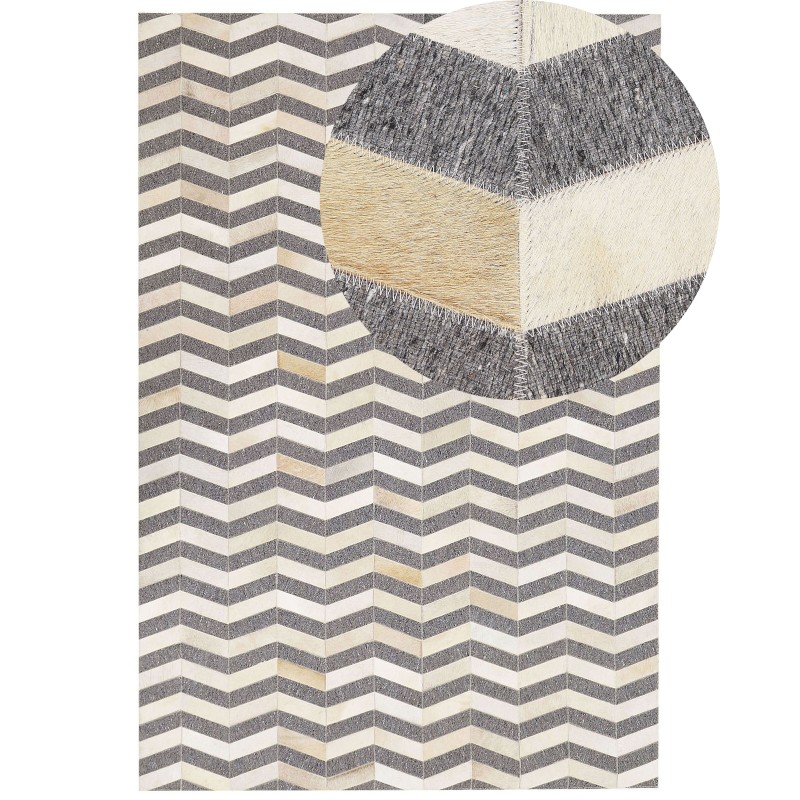 Dywan skórzany 160 x 230 cm szaro-beżowy BAGGOZE
