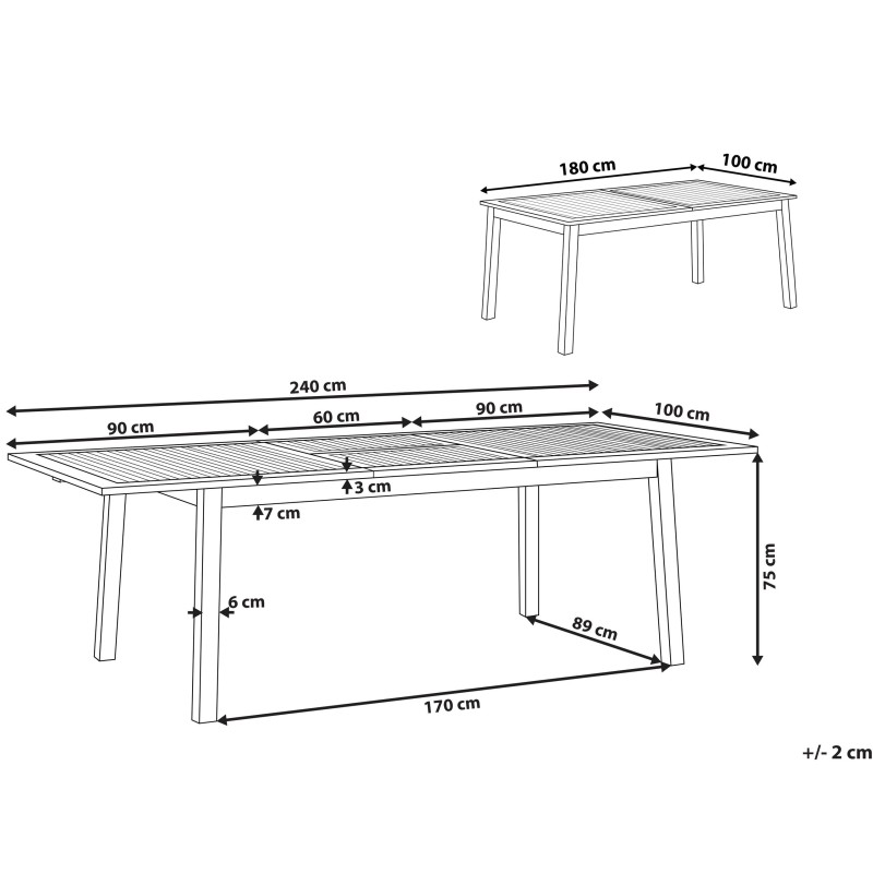 Stół ogrodowy rozkładany CESANA 180/240 cm 100 cm Drewno akacjowe Jasnobrązowy