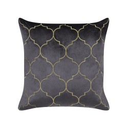 Zestaw 2 poduszek dekoracyjnych ALYSSUM Welur 45 x 45 cm Szary Wzór marokańskiej koniczyny