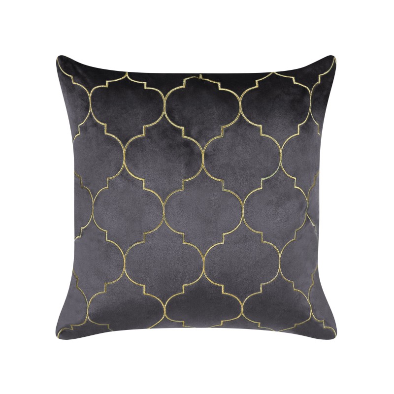 Zestaw 2 poduszek dekoracyjnych ALYSSUM Welur 45 x 45 cm Szary Wzór marokańskiej koniczyny