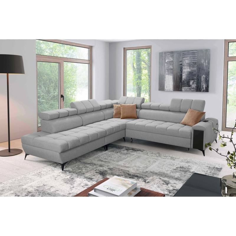 Venna IX Ecksofa mit Schlaffunktion, USB-Anschluss und aufklappbar