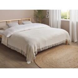 Narzuta na łóżko YERBENT Bawełna 200 x 220 cm Złamana biel