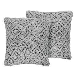 Zestaw 2 poduszek dekoracyjnych KIZKALESI Bawełna 45 x 40 cm Szary Wzór geometryczny