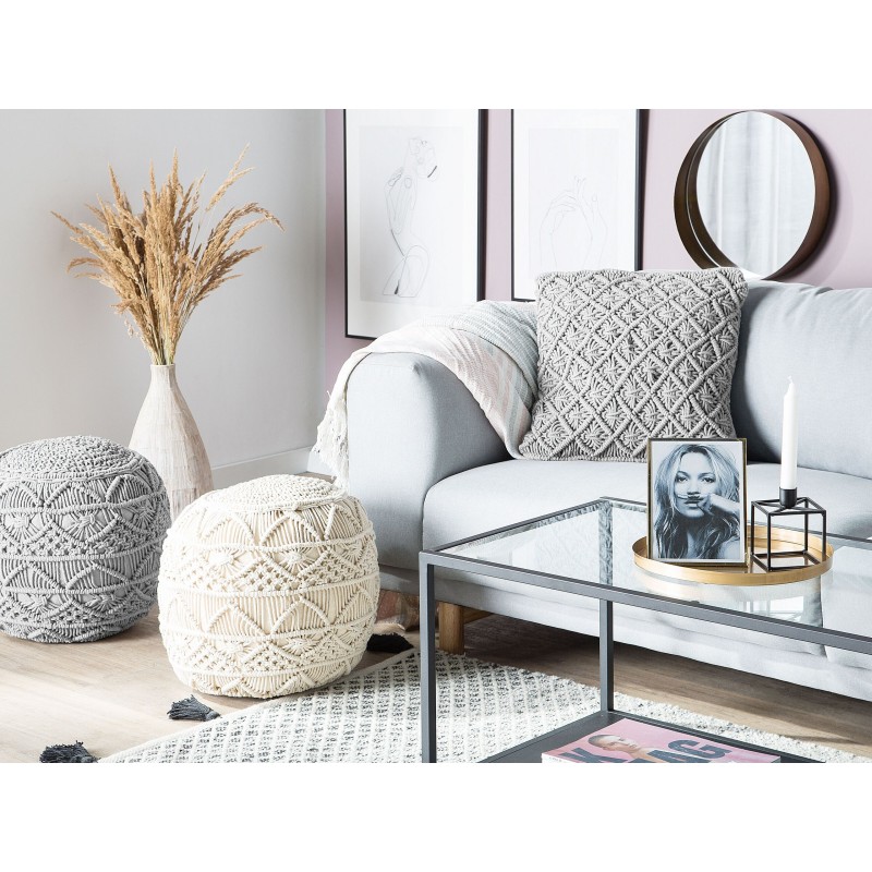 Zestaw 2 poduszek dekoracyjnych KIZKALESI Bawełna 45 x 40 cm Szary Wzór geometryczny