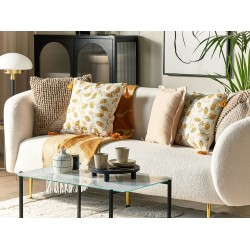 Zestaw 2 poduszek dekoracyjnych ABUTILON 45 x 45 cm Beżowy Wzór kwiatowy