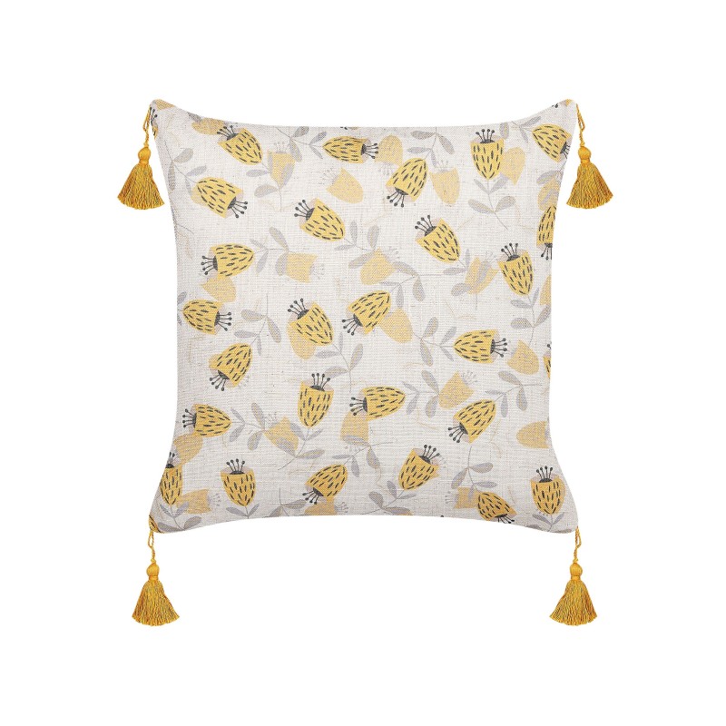 Zestaw 2 poduszek dekoracyjnych ABUTILON 45 x 45 cm Beżowy Wzór kwiatowy