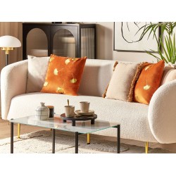 Zestaw 2 poduszek dekoracyjnych TULIP Welur 45 x 45 cm Pomarańczowy Wzór roślinny