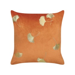 Zestaw 2 poduszek dekoracyjnych TULIP Welur 45 x 45 cm Pomarańczowy Wzór roślinny