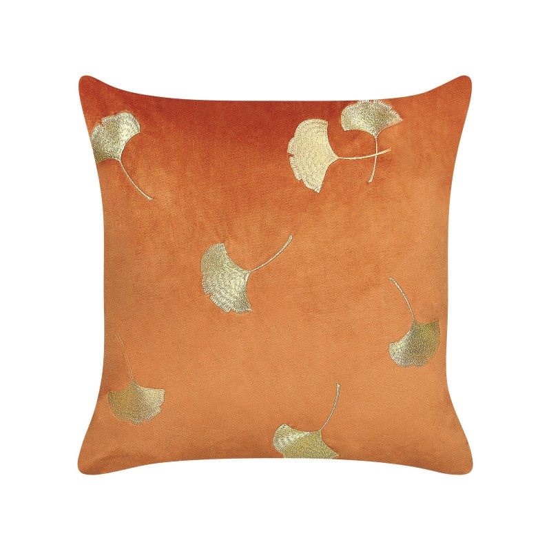 Zestaw 2 poduszek dekoracyjnych TULIP Welur 45 x 45 cm Pomarańczowy Wzór roślinny