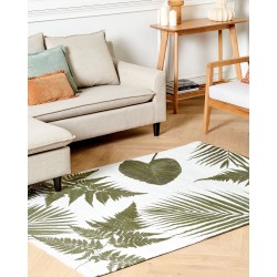 Dywan bawełniany motyw liści 140 x 200 cm zielony BARZAH