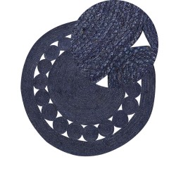 Dywan okrągły z juty ø 120 cm ciemnoniebieski KOYUNLU