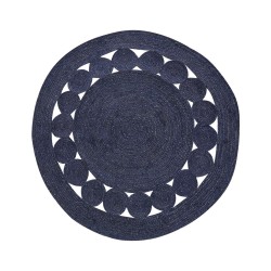Dywan okrągły z juty ø 120 cm ciemnoniebieski KOYUNLU