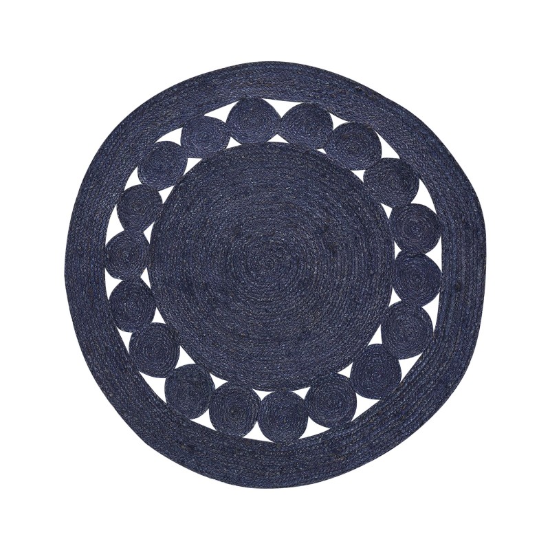 Dywan okrągły z juty ø 120 cm ciemnoniebieski KOYUNLU