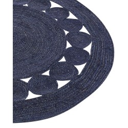 Dywan okrągły z juty ø 120 cm ciemnoniebieski KOYUNLU